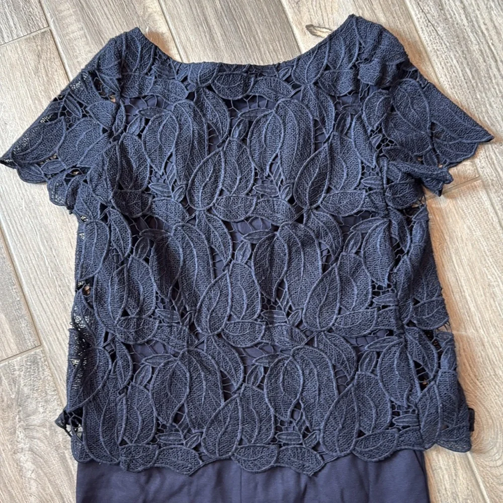 Tory‎ Burch Woman's Navy Blue Avalon Jumpsuit Lace Sz 4